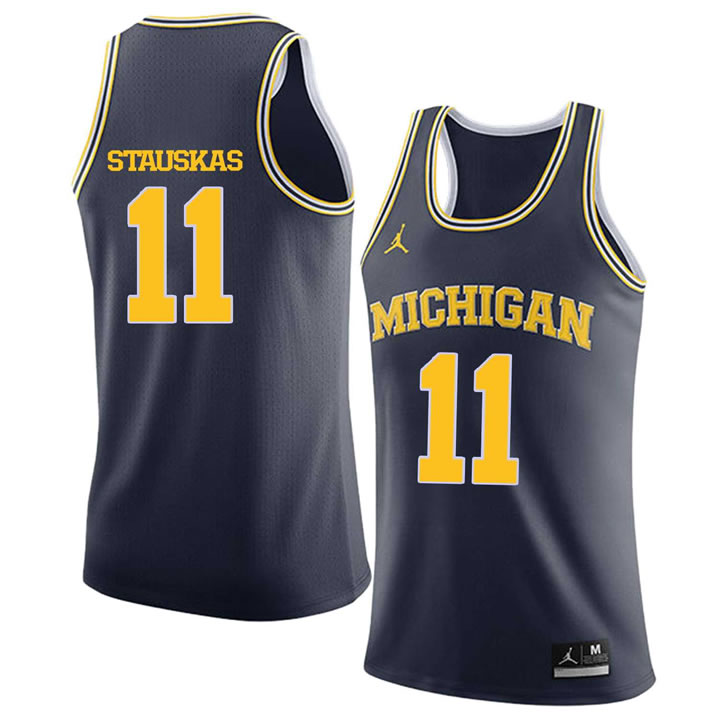 University of Michigan #11 Nik Stauskas Navy College Basketball Jersey